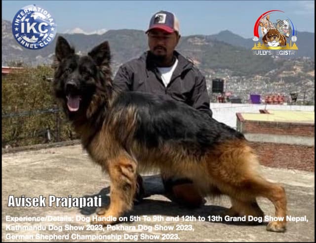 Avisek Prajapati with dog