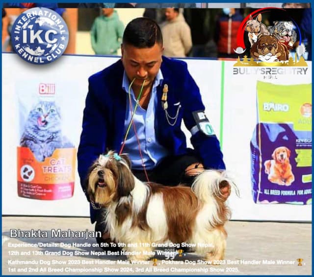 Bhakta Maharjan with dog
