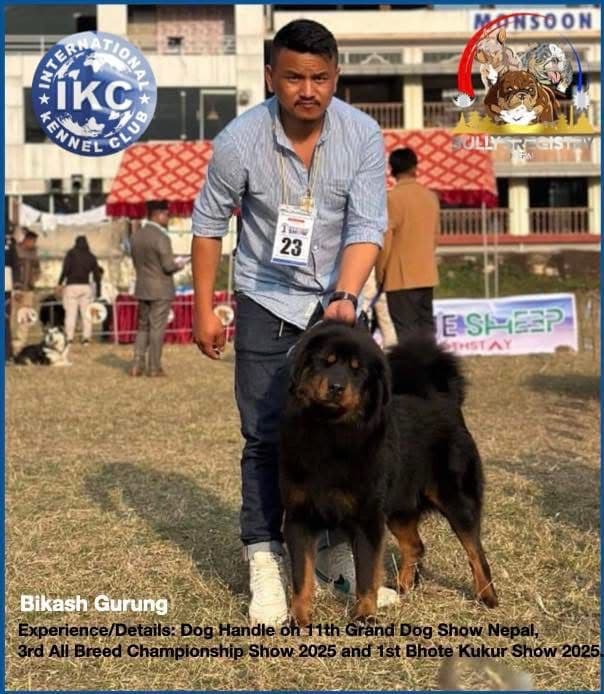 Bikash Gurung with dog