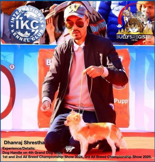 Dhanraj Shrestha with dog