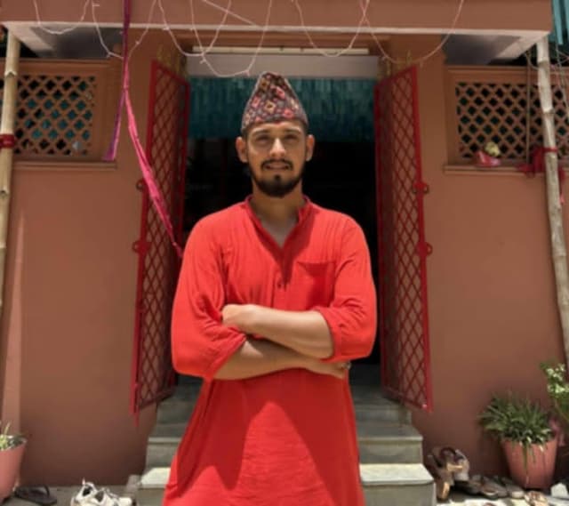 Aaditya Upadhyaya (Ghimire) with dog